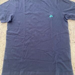 Men's Navy Short-Sleeve Crewneck T-Shirt with Teal Fish Accent